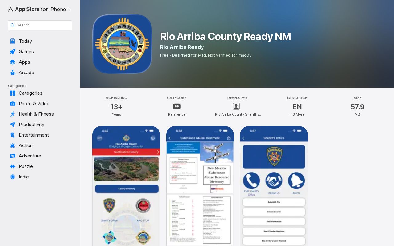 Rio Arriba County released mugshots Sheriff app listing without an advertised photo feature